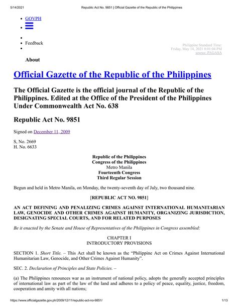 filipino organized crime|Republic Act No. 9851 .